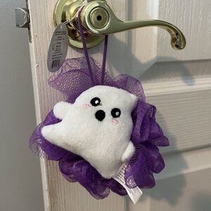 👻 NEW Scary Cute Ghost Halloween Loofah – Purple Mesh